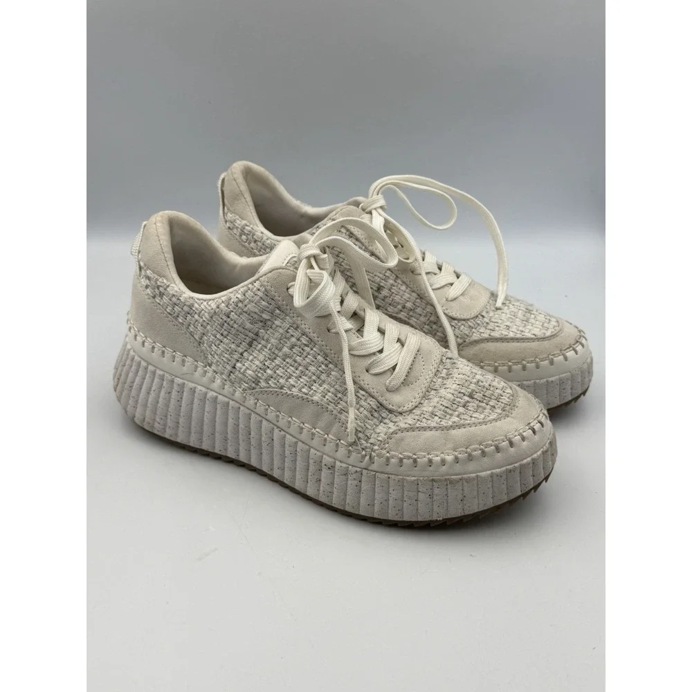 Universal Thread Ivory Tweed Platform Sneakers Women's Size 10 Lace Up Shoes